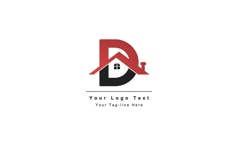 家居标志设计-字母D被设计成房屋矢量的符号或图标