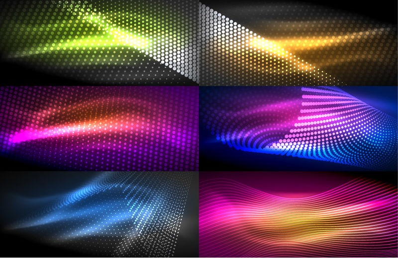 霓虹灯灯光抽象背景集合-超大能量魔法概念背景集-矢量图解