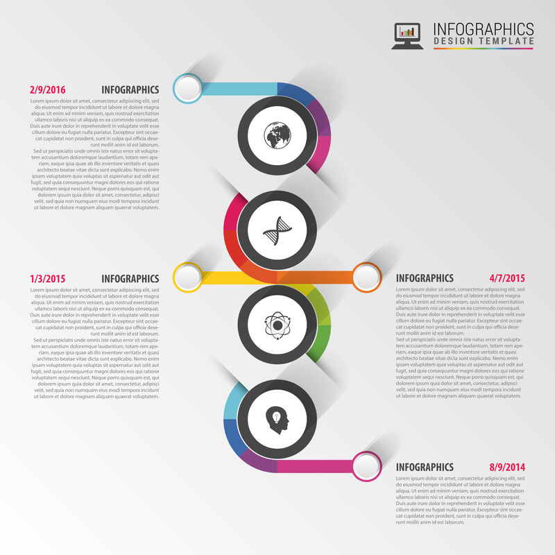 时间线信息图形模板-现代设计模板-矢量图示