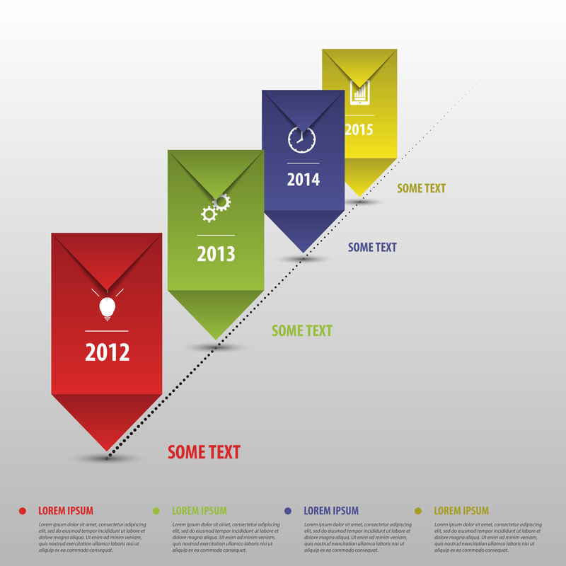 带有元素和图标的时间线信息图形-矢量