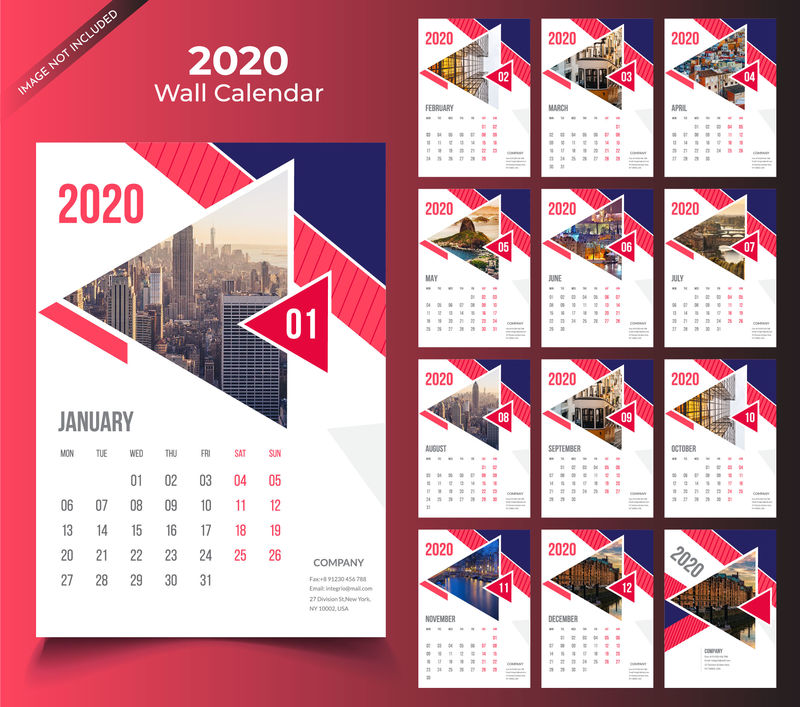 矢量2020年日历设计