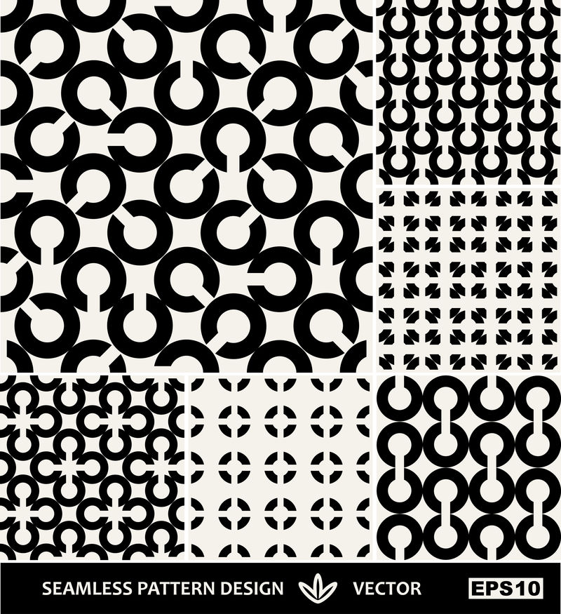 抽象-圆形几何背景-简单风格的无缝图案-装饰性单色矢量壁纸-时尚面料和现代图形元素包装纸