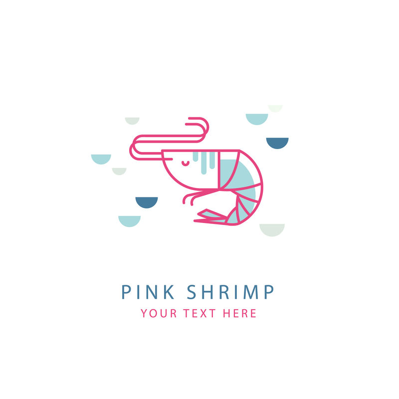 商标模板与粉红色虾。