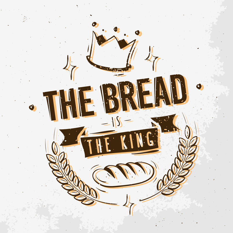 面包是国王。手绘三通图案