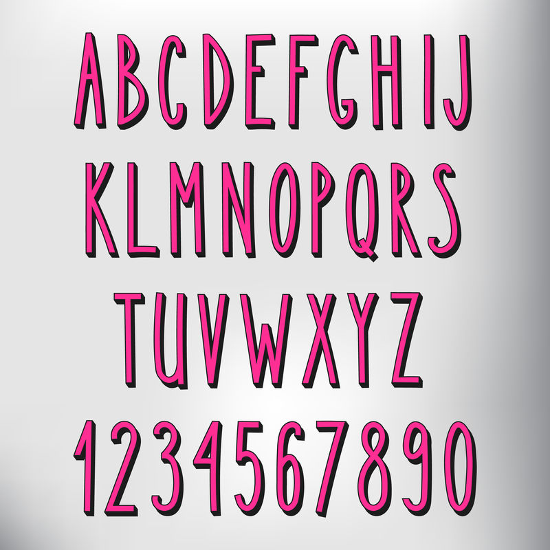 手绘窄粉色字母