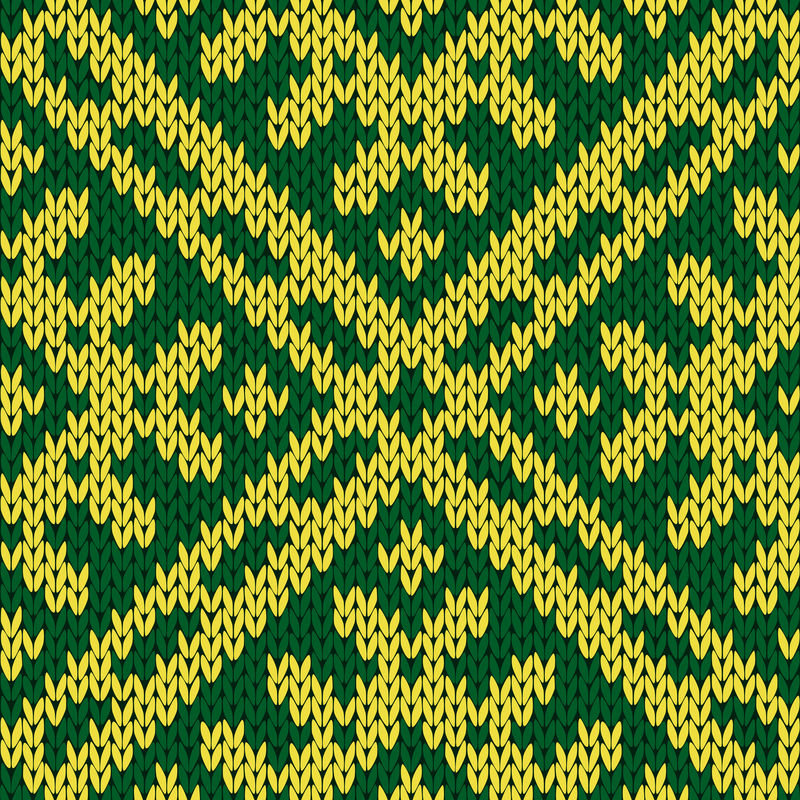 绿色和黄色针织华丽无缝图案