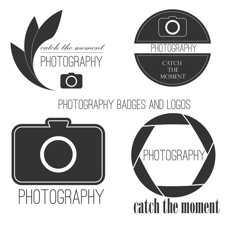 矢量摄影标志模板收集。光照标记类型。摄影年份徽章和图标。照片标签。