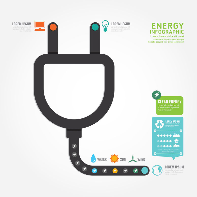信息图形矢量生态能源概念设计图线条样式