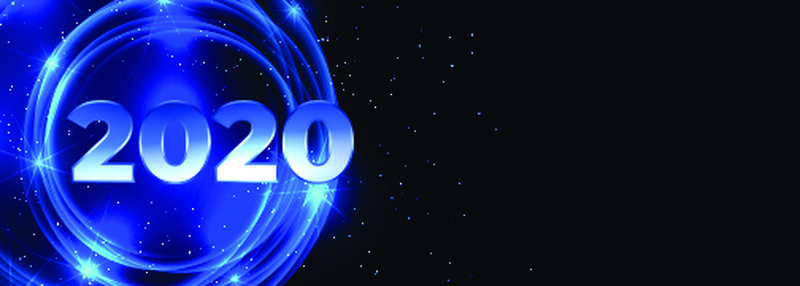 2020新年快乐霓虹蓝旗设计