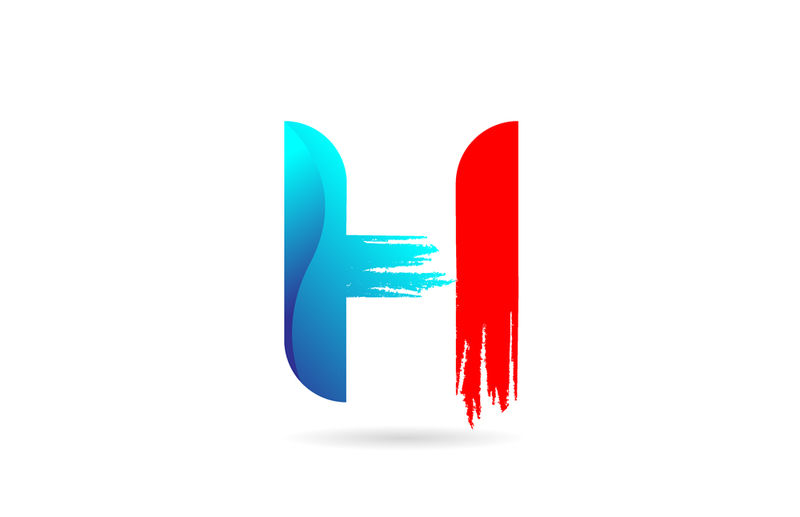 H公司用带粗刷图案的蓝红色字母