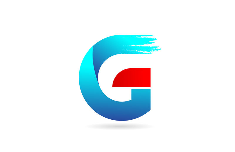 G公司用带粗刷图案的蓝红色字母