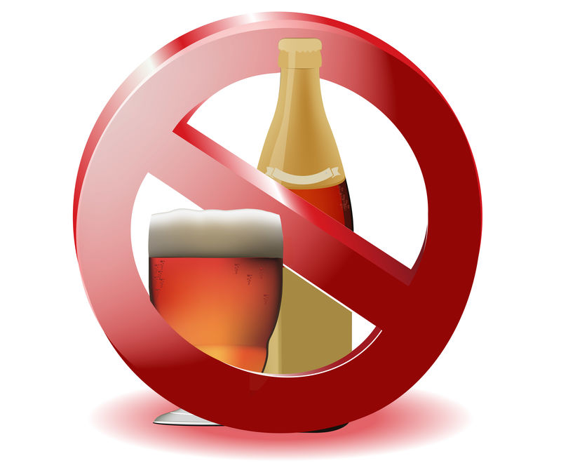 白色背景上的“停止饮酒”标志