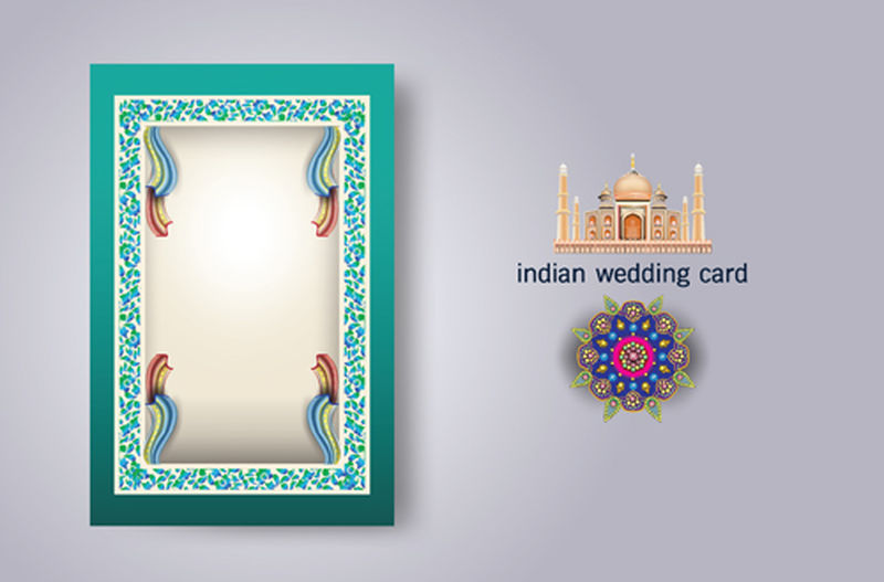 结婚卡复古卡为您和菜单-抽象背景的印度婚礼请柬插图-教-语-所有关于仪式的矢量模板