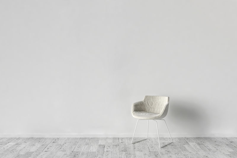 单人椅和空白画框背景