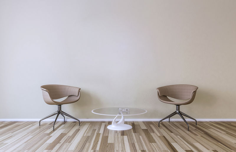 现代灰色客厅-配有现代椅子和桌子-简约风格概念-3D渲染