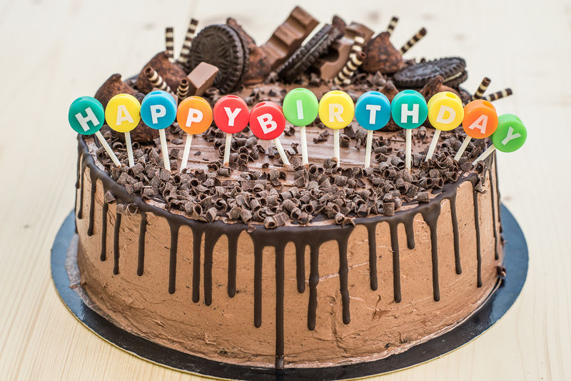 生日快乐双巧克力庆祝蛋糕
