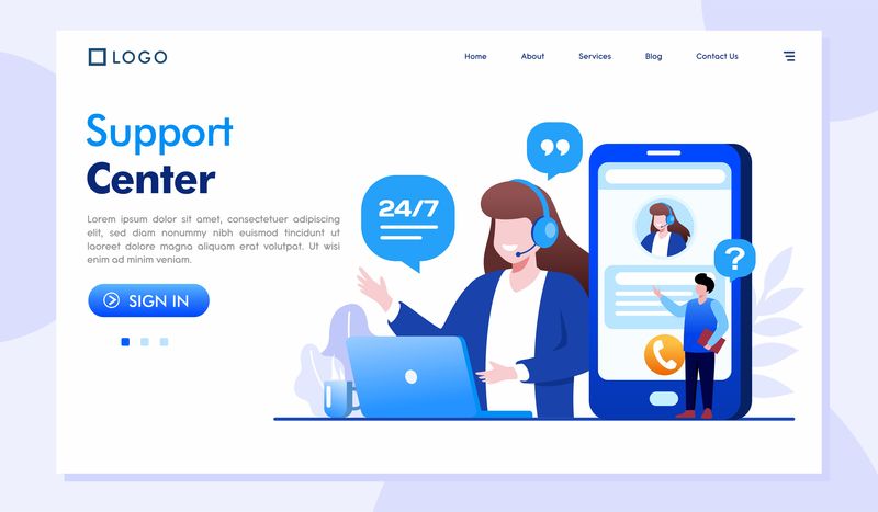 支持中心登录页网站插图矢量