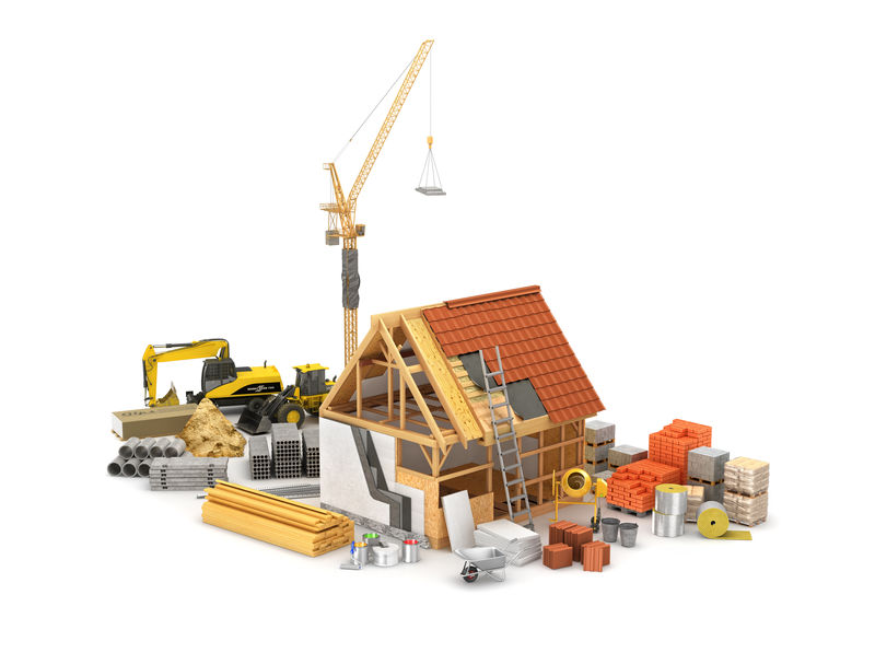 建筑材料、木结构房屋及其保温材料-三维图解