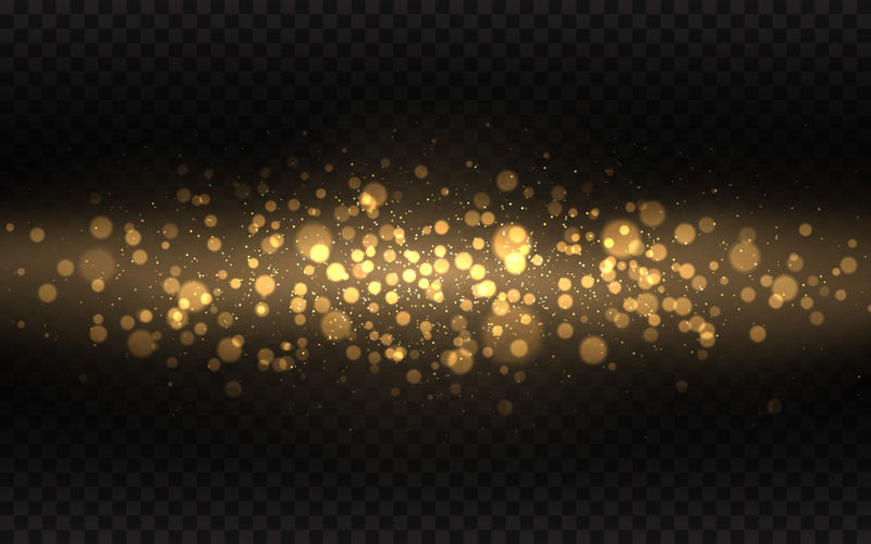 暗透明背景上有粒子的金波-闪闪发光的酒桶和金色的灰尘-明亮的灯光效果-圣诞的光辉元素-矢量图解
