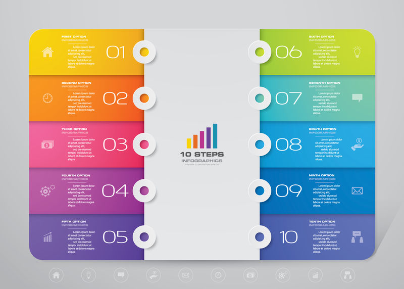 10步信息图表设计元素-用于数据呈现