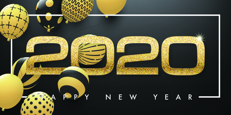 2020新年快乐矢量贺卡和海报设计