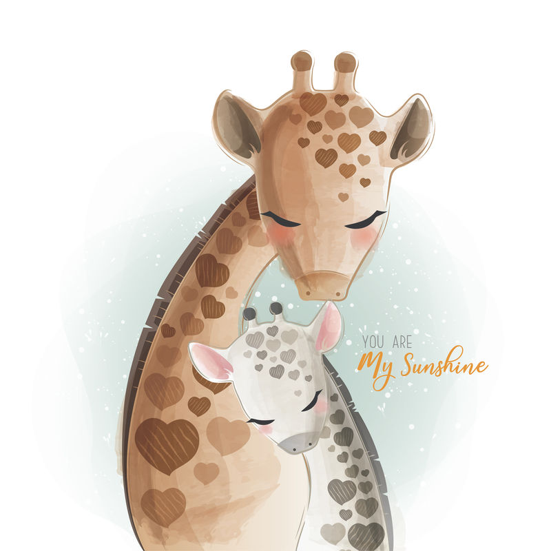 妈妈和小长颈鹿-你是我的阳光