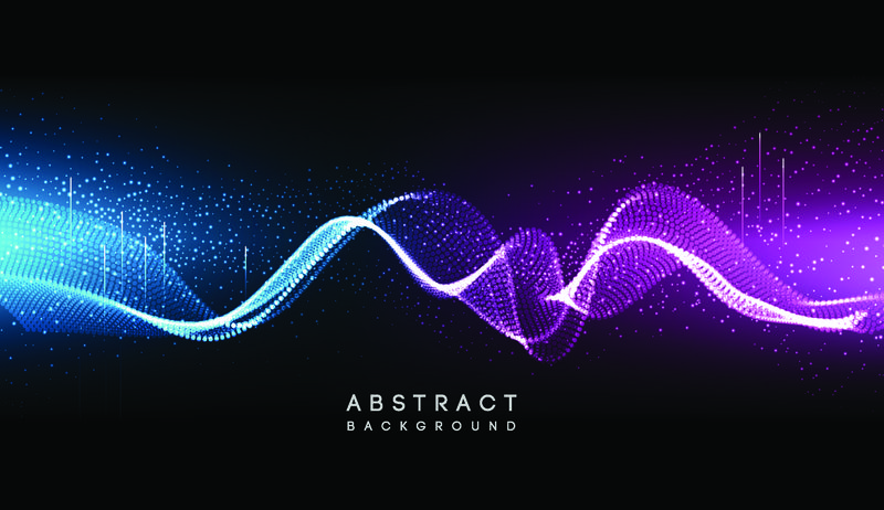 高科技的未来主义技术背景-霓虹灯形状和点-技术连接-大数据-点结构-蓝紫色