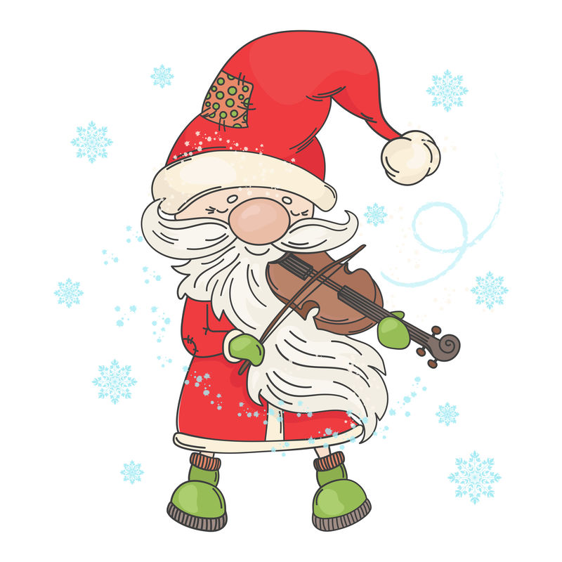 小提琴圣诞快乐音乐家矢量插图集
