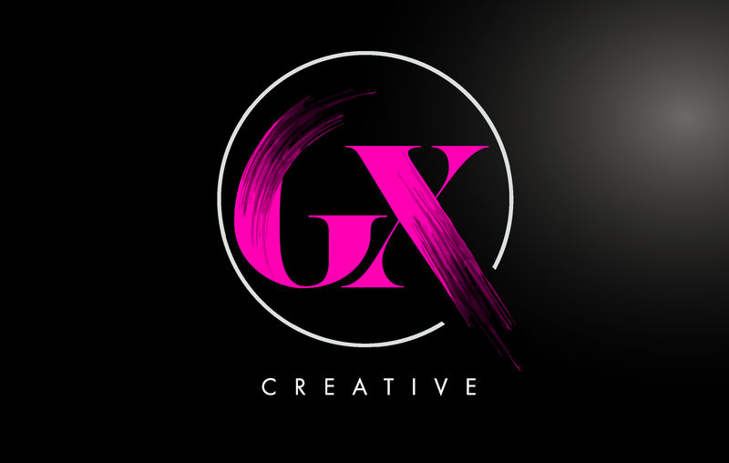 粉色GX笔划字母标志设计。粉色油漆标识删除器