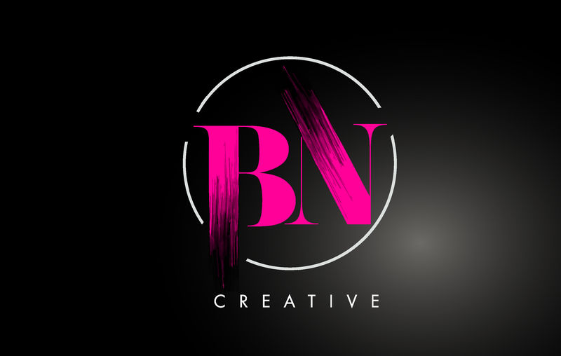 粉色BN笔画字母标志设计。粉色油漆标识删除器