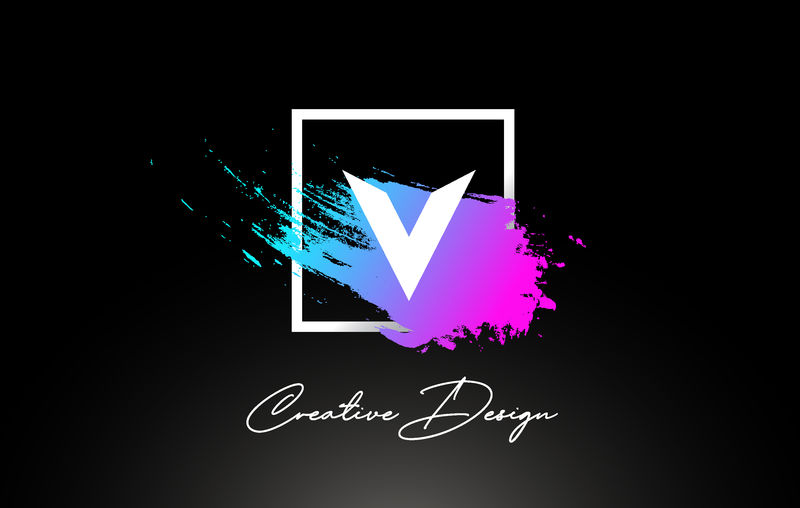 V紫蓝色矢量艺术刷字母标志设计