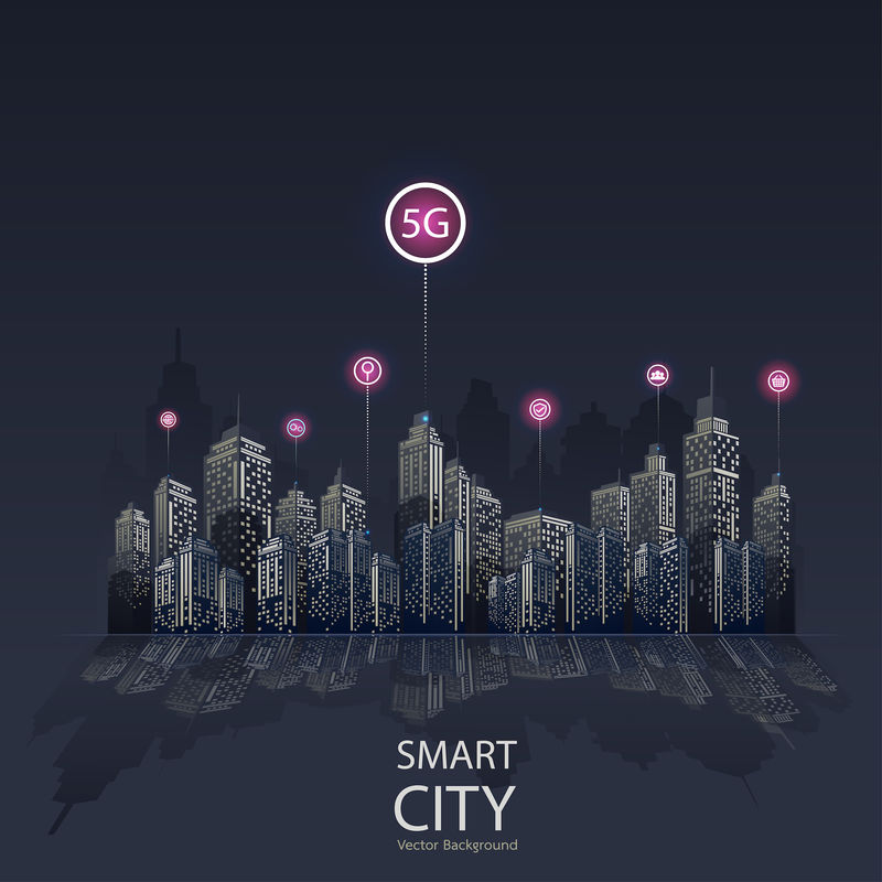 智能城市5G图标背景向量