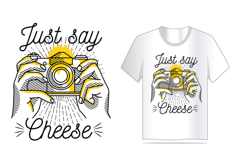 只说奶酪相机T恤矢量
