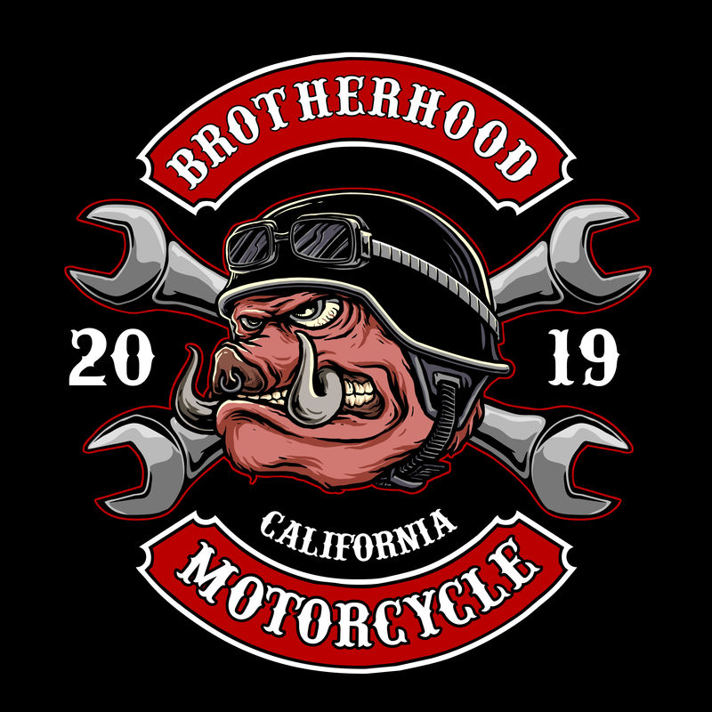 摩托车俱乐部标志用猪或猪的矢量