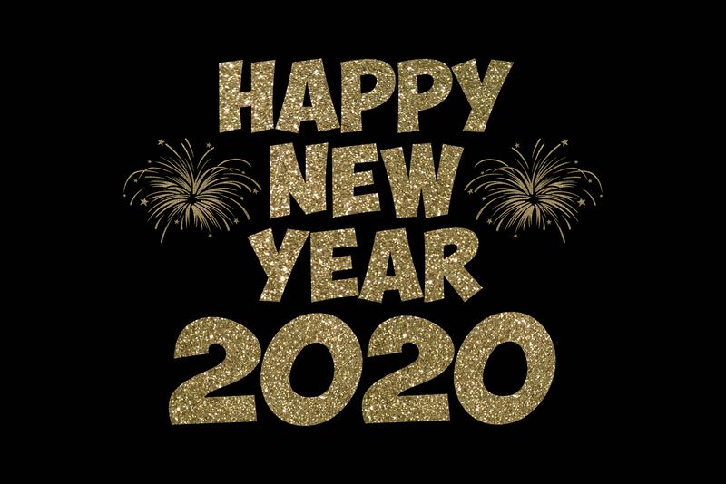 2020新年快乐-手绘字母艺术明信片-模板设计邀请