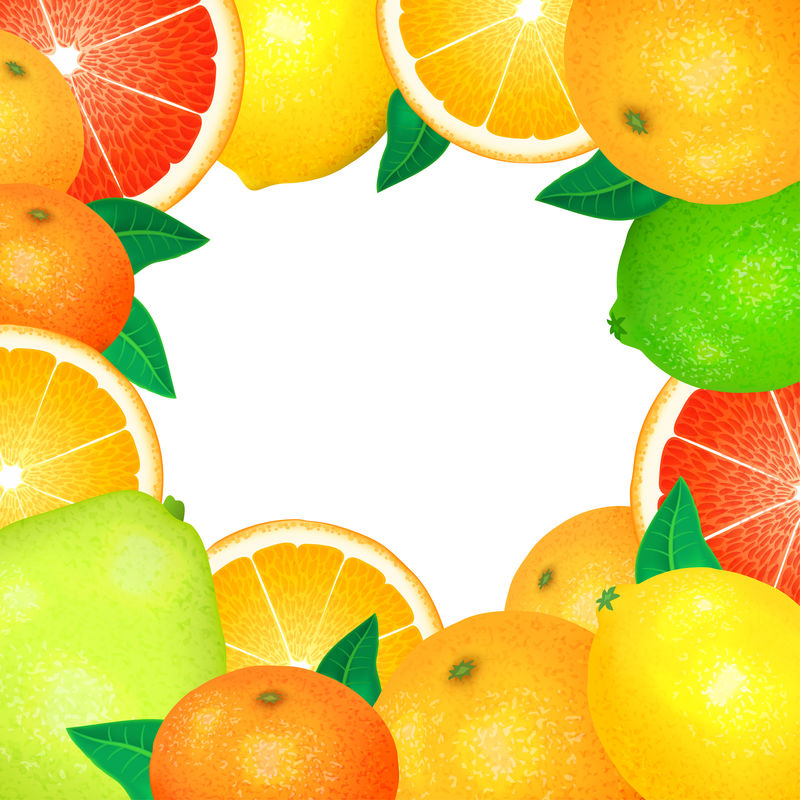 新鲜柑橘的框架。天然生物水果，健康有机食品。