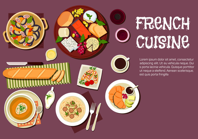 法式美食午餐平面图标