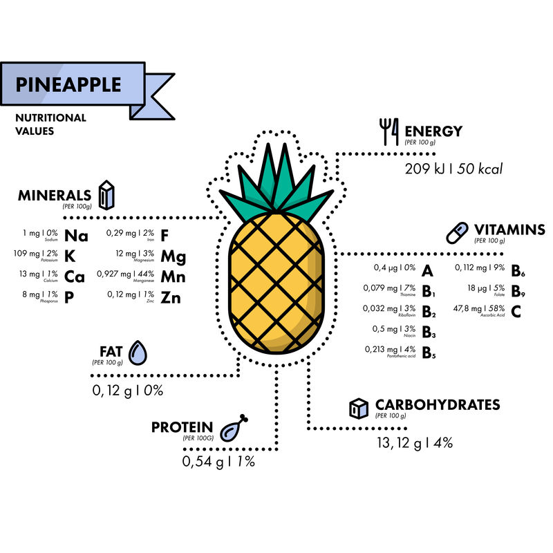 菠萝-营养信息。健康饮食。
