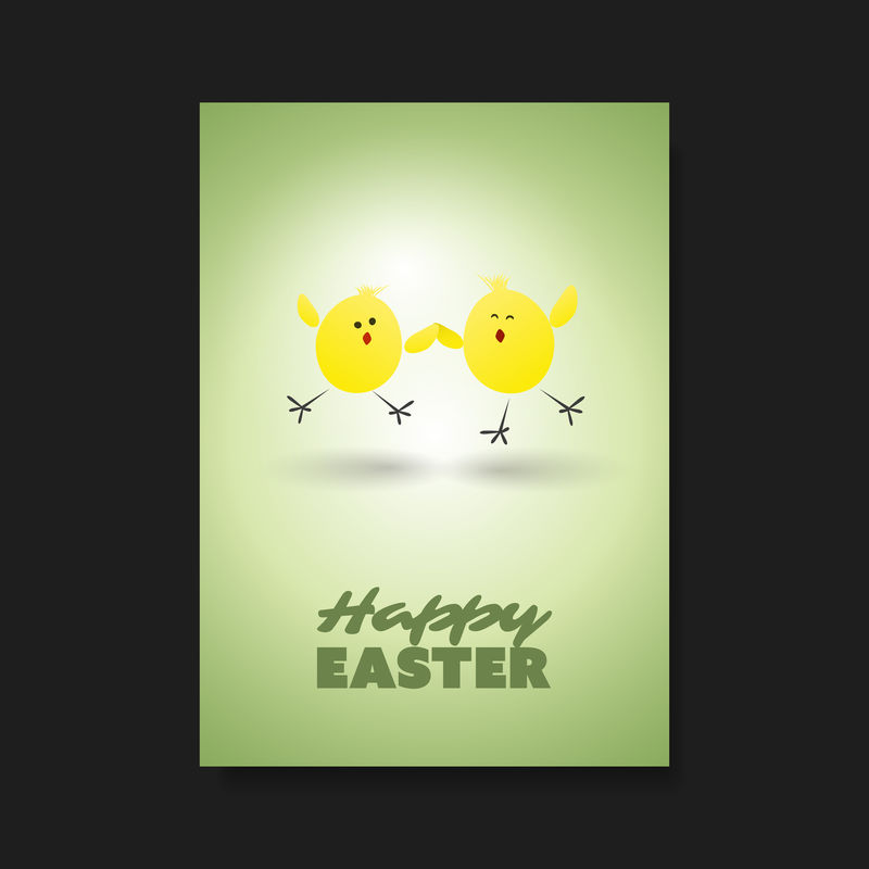 复活节贺卡-传单-封面背景模板设计与有趣的快乐鸡