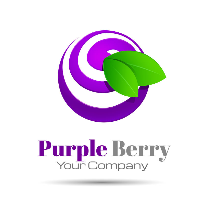 蓝莓紫色彩色标志浆果图标。矢量业务。公司品牌标识设计说明。创造性的抽象概念。