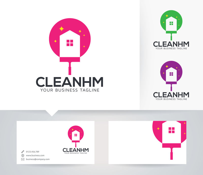 干净的家-标志-服务-修理-房子-矢量徽标模板