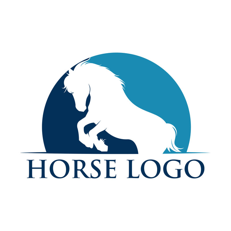 简单的马运动矢量标志设计灵感来源于赛车、马术和农场