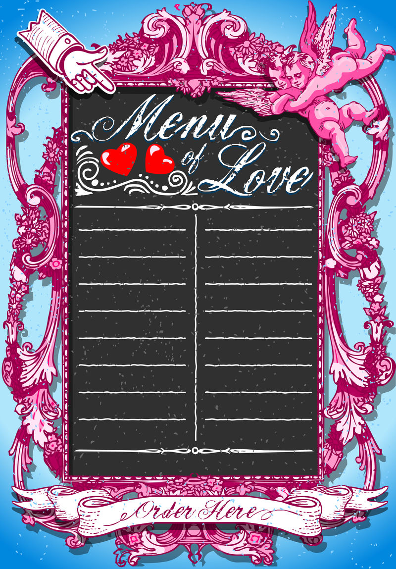 情人节菜单的复古粉色黑板