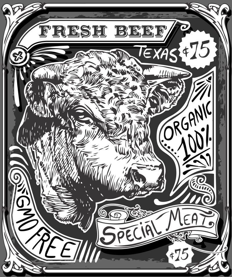 黑板上的老牛肉广告页
