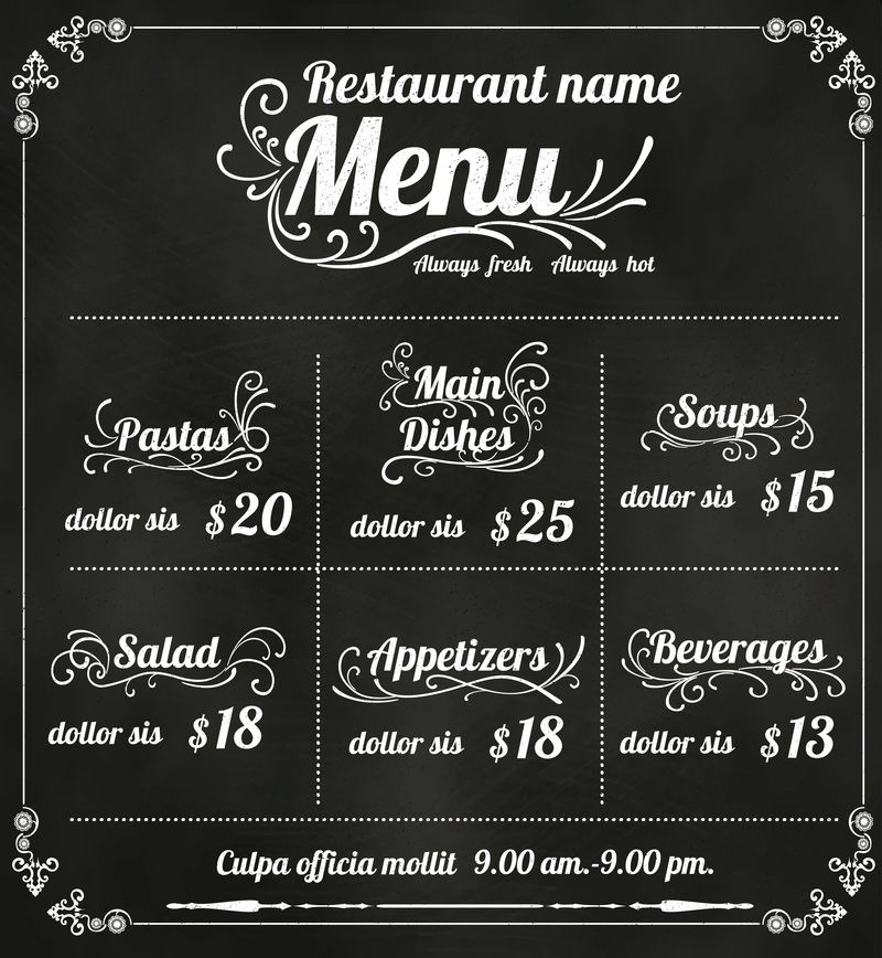 Chalkboard Background餐厅餐饮菜单设计