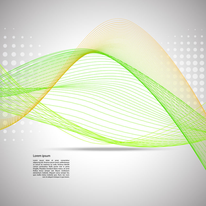 孟菲斯白色背景上的未来主义抽象绿色渐变波线矢量-草亮数字动态优雅流波-网络技术概念-海报-卡片印刷设计模板