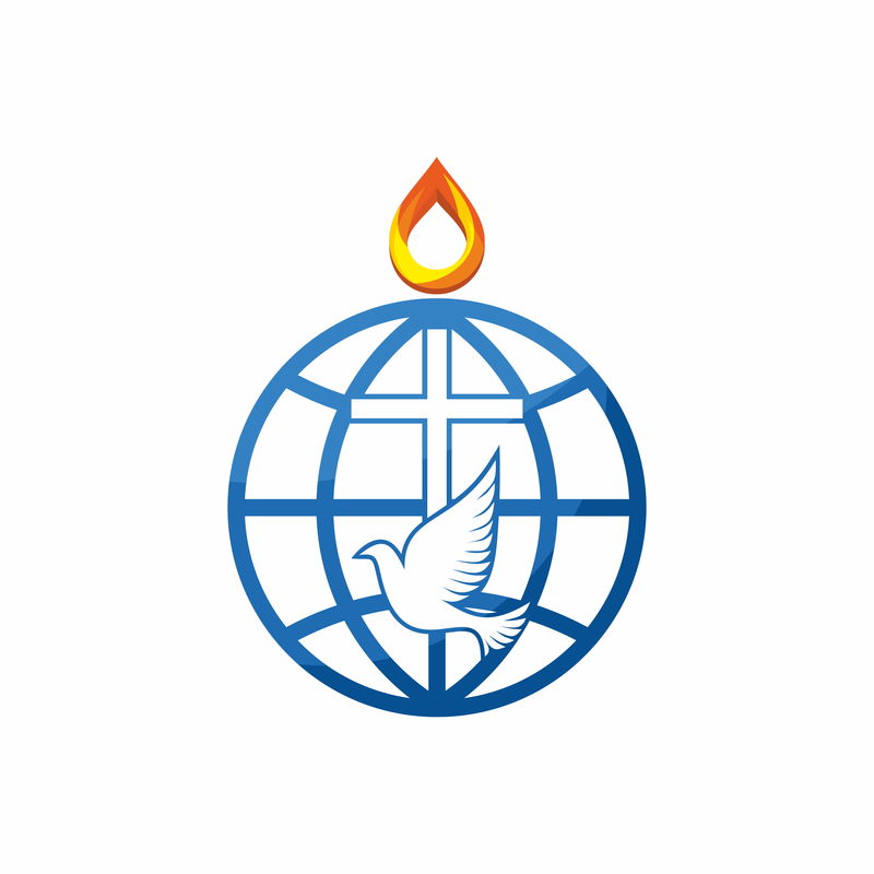 教堂标志-十字架、鸽子和环球世界