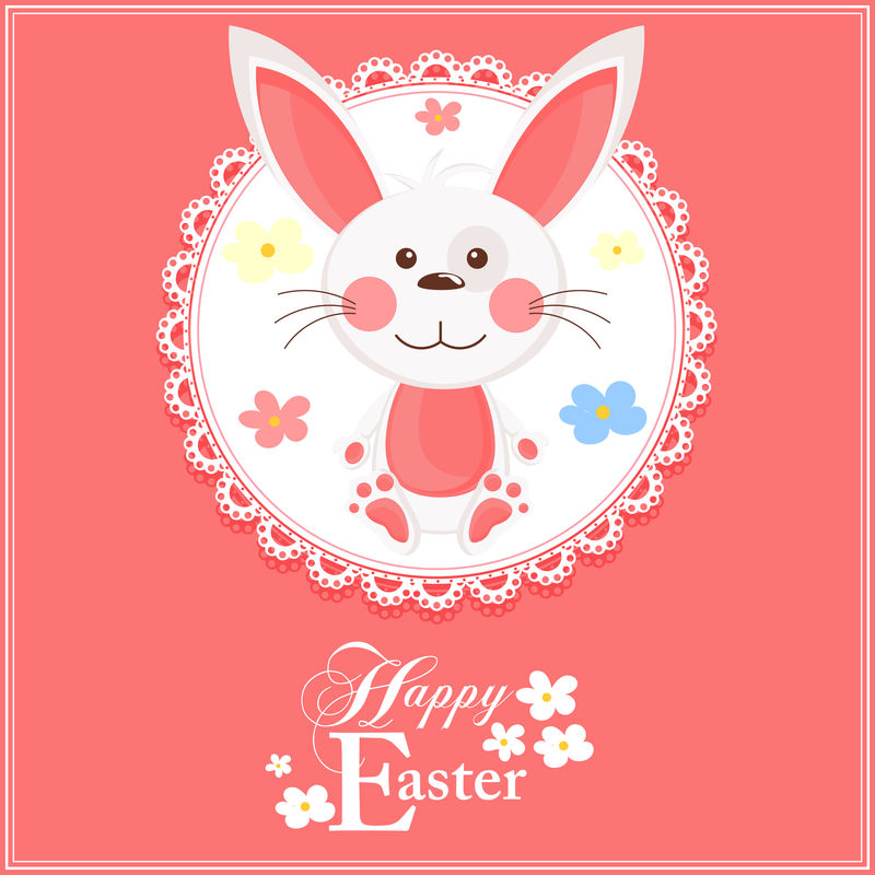 复活节贺卡-可爱的兔子
