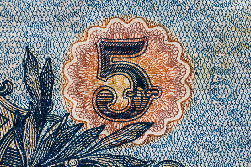 钞票上的老式保护图案