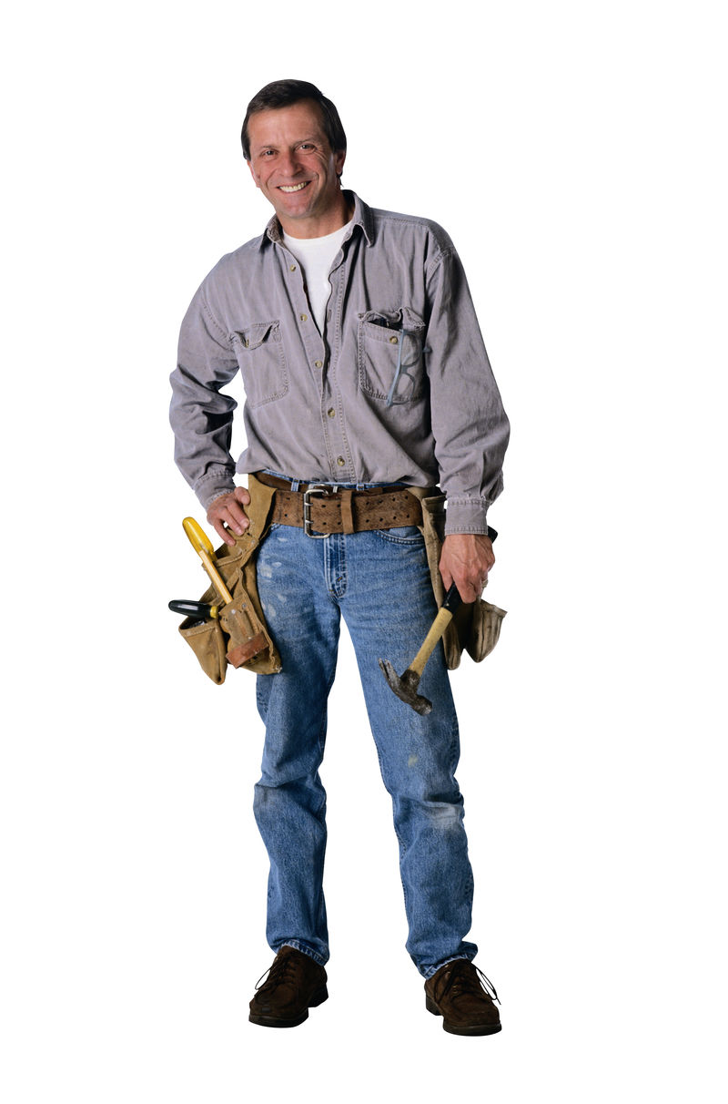 一个建筑工人-一个白人背景的男人